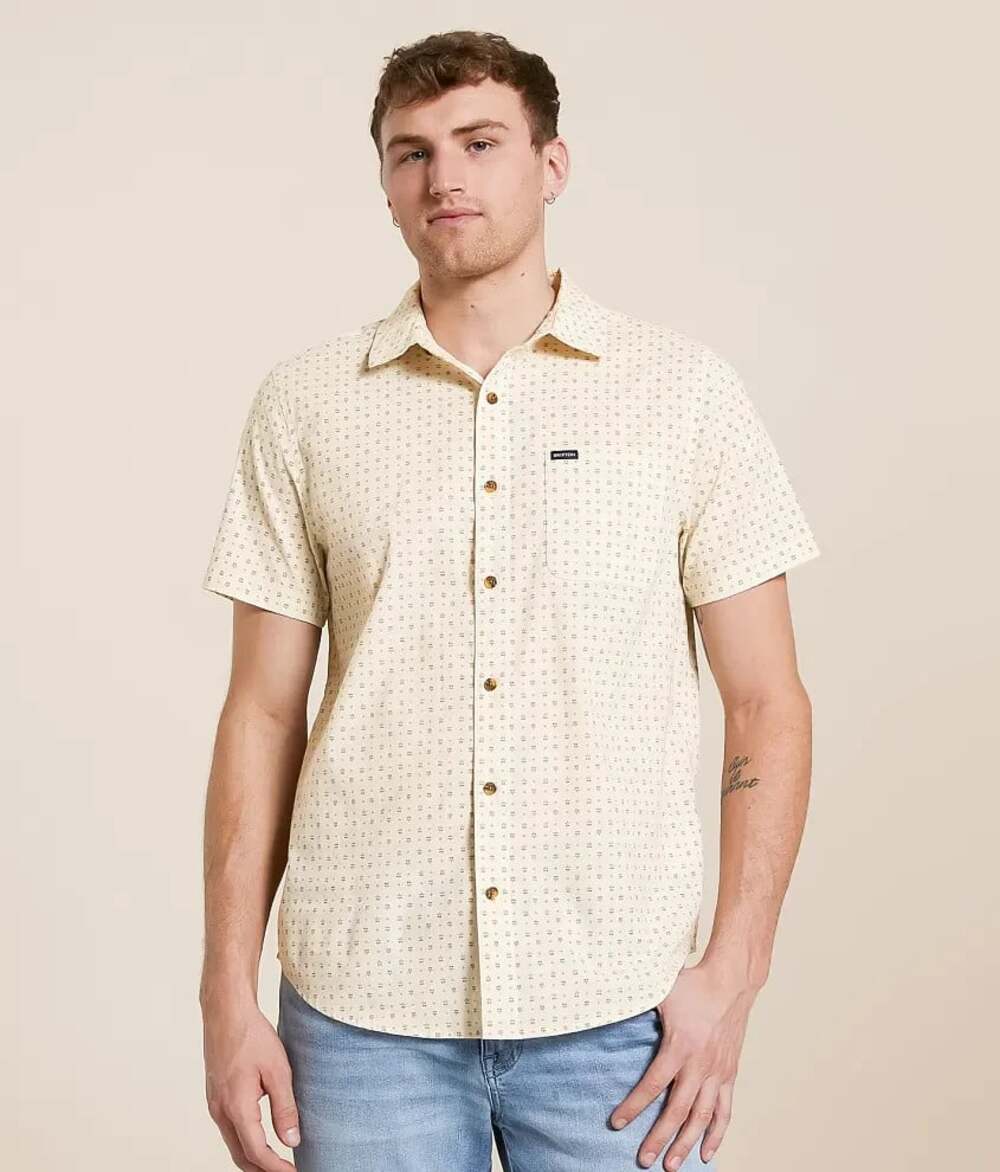 Brixton Charter Short Sleeve Yellow Button-up Shirt Size Large